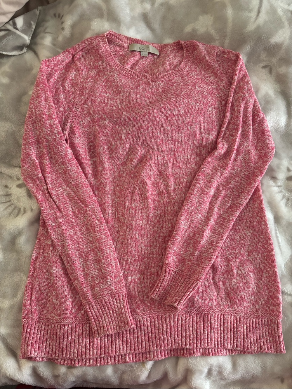 LOFT Pink Marled Crewneck Sweater, Women’s S